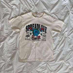 Cream Short Sleeve Tee with Graphic Design